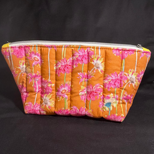 Orange Floral Large Pouch