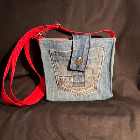 Denim Small Box Purse - Hearts