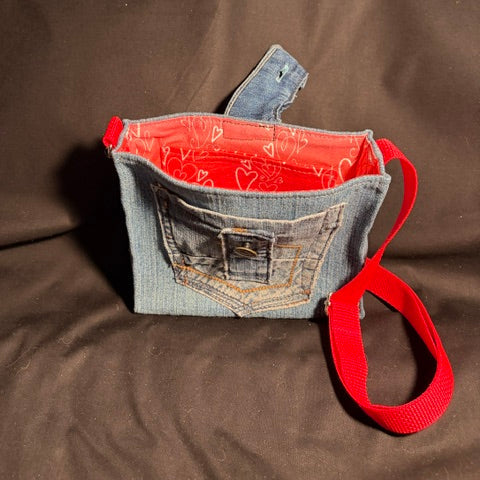 Denim Small Box Purse - Hearts
