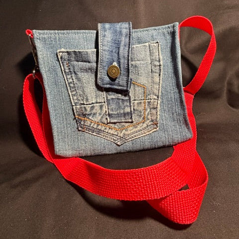 Denim Small Box Purse - Hearts