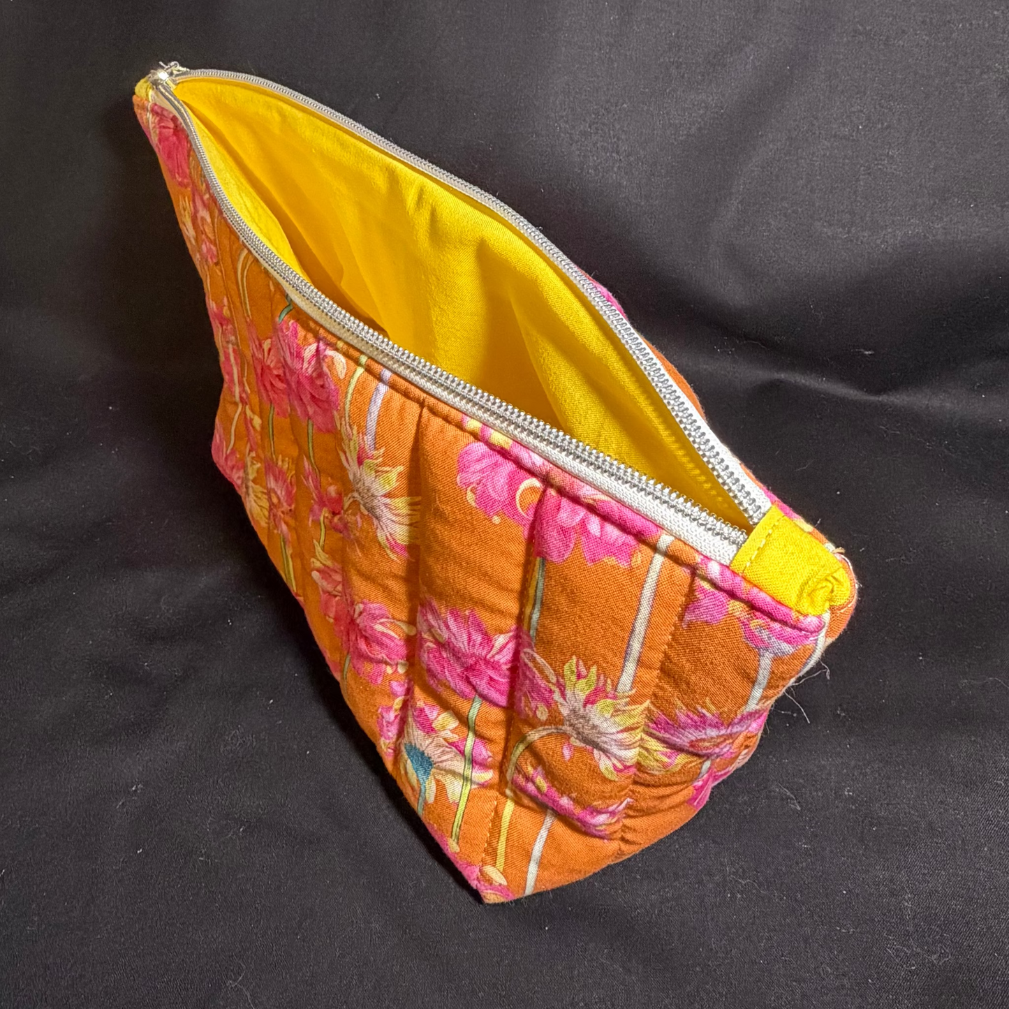 Orange Floral Large Pouch